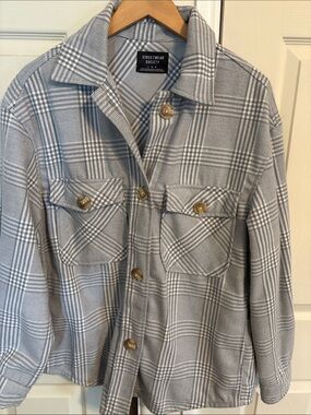 Streetwear Society Light Gray Plaid Button-Down Shirt Jacket